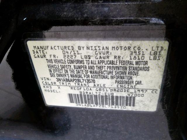Photo 10 from auction – 2011 NISSAN SENTRA 2.0 with VIN 3N1AB6AP2BL713570