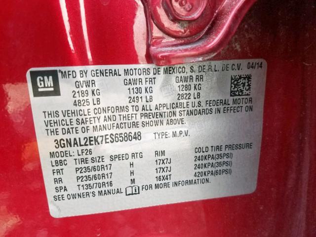 Photo 10 from auction – 2014 CHEVROLET CAPTIVA LS with VIN 3GNAL2EK7ES658648
