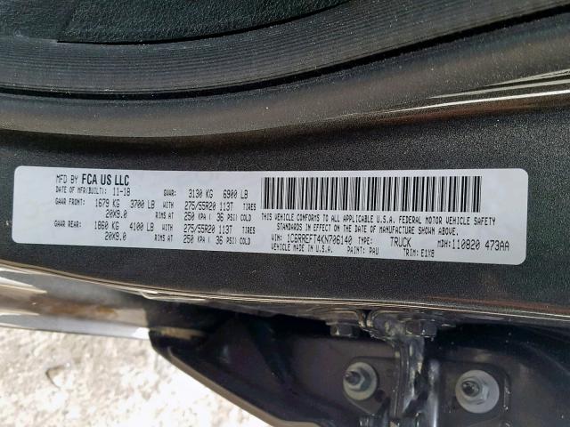 Photo 10 from auction – 2019 RAM 1500 BIG H with VIN 1C6RREFT4KN706140