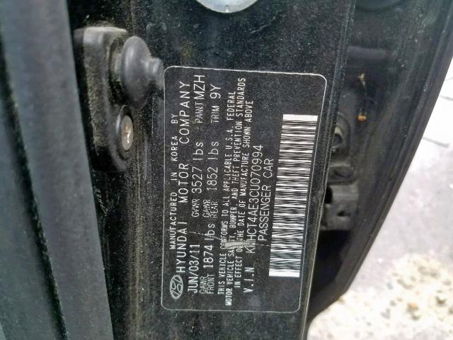Photo 10 from auction – 2012 HYUNDAI ACCENT GLS with VIN KMHCT4AE3CU070994