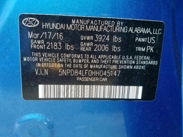 Photo 10 from auction – 2017 HYUNDAI ELANTRA SE with VIN 5NPD84LF0HH045147