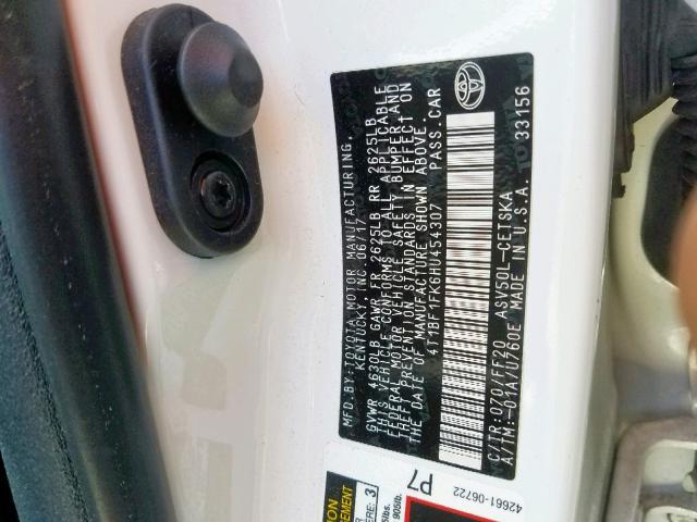 Photo 10 from auction – 2017 TOYOTA CAMRY LE with VIN 4T1BF1FK6HU454307