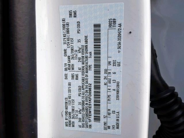 Photo 10 from auction – 2019 FORD F150 SUPER with VIN 1FTEW1E51KFD09832