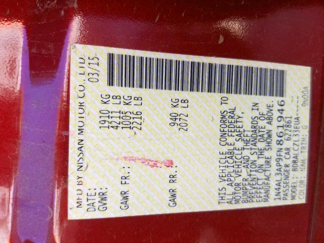 Photo 10 from auction – 2015 NISSAN ALTIMA 2.5 with VIN 1N4AL3AP9FN861946
