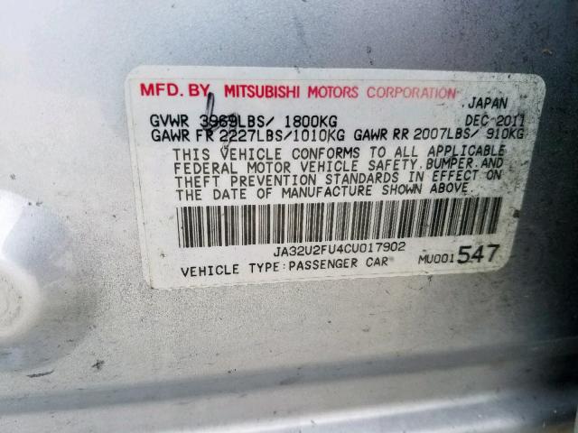 Photo 10 from auction – 2012 MITSUBISHI LANCER ES/ with VIN JA32U2FU4CU017902