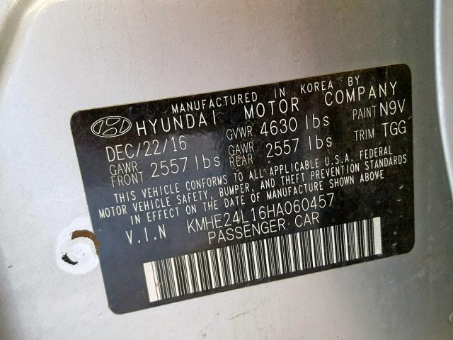 Photo 10 from auction – 2017 HYUNDAI SONATA with VIN KMHE24L16HA060457