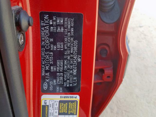 Photo 10 from auction – 2013 KIA SOUL with VIN KNDJT2A54D7598205