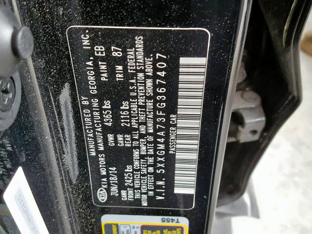 Photo 10 from auction – 2015 KIA OPTIMA LX with VIN 5XXGM4A73FG367407