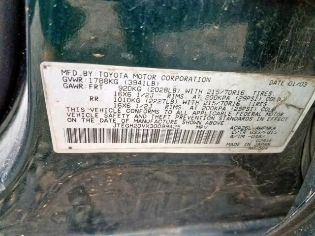 Фото 10 с аукциона – 2003 TOYOTA RAV4 с VIN JTEGH20VX30099425