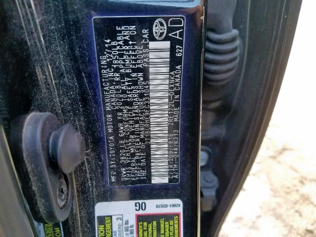 Photo 10 from auction – 2015 TOYOTA COROLLA L with VIN 2T1BURHE9FC331045