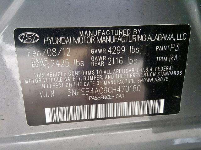 Photo 10 from auction – 2012 HYUNDAI SONATA GLS with VIN 5NPEB4AC9CH470180