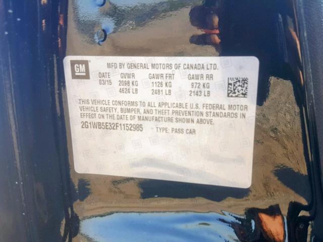 Photo 10 from auction – 2015 CHEVROLET IMPALA LIM with VIN 2G1WB5E32F1152985