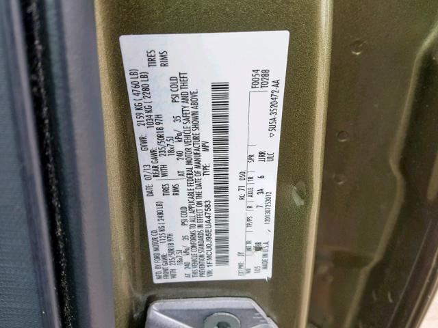 Photo 10 from auction – 2014 FORD ESCAPE TIT with VIN 1FMCU0J95EUA47583