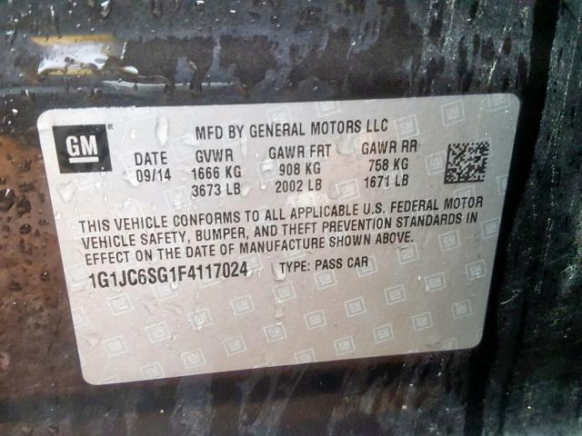 Photo 10 from auction – 2015 CHEVROLET SONIC LT with VIN 1G1JC6SG1F4117024