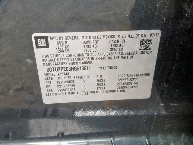 Photo 10 from auction – 2017 GMC SIERRA K15 with VIN 3GTU2PEC8HG513611