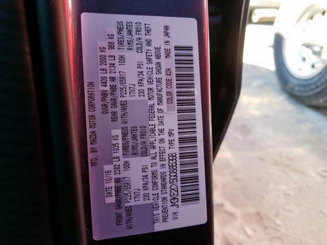 Photo 10 from auction – 2016 MAZDA CX-5 TOURI with VIN JM3KE2CY5G0885398