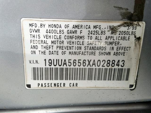 Photo 10 from auction – 1999 ACURA 3.2TL with VIN 19UUA5656XA028843