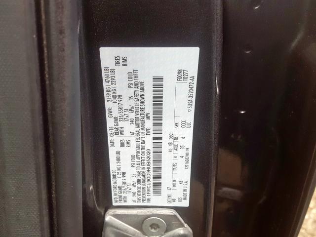 Photo 10 from auction – 2017 FORD ESCAPE SE with VIN 1FMCU9GD9HUB52020