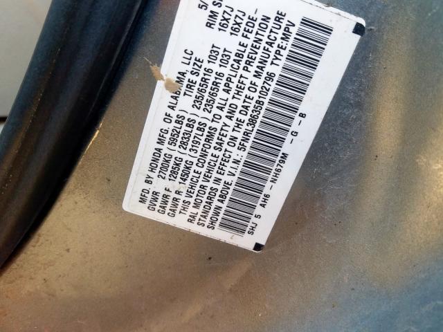 Photo 10 from auction – 2005 HONDA ODYSSEY EX with VIN 5FNRL38635B102796
