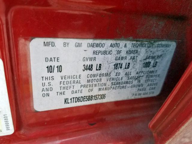 Photo 10 from auction – 2011 CHEVROLET AVEO LS with VIN KL1TD6DE5BB157306