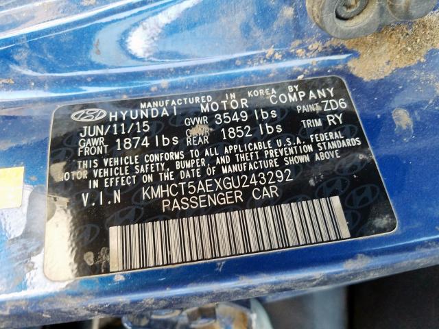 Photo 10 from auction – 2016 HYUNDAI ACCENT SE with VIN KMHCT5AEXGU243292