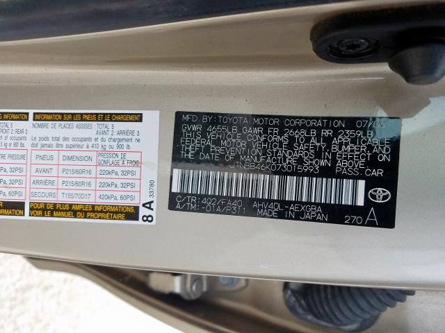 Photo 10 from auction – 2007 TOYOTA CAMRY HYBR with VIN JTNBB46K073015993