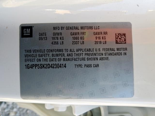 Photo 10 from auction – 2013 BUICK VERANO with VIN 1G4PP5SK2D4230414