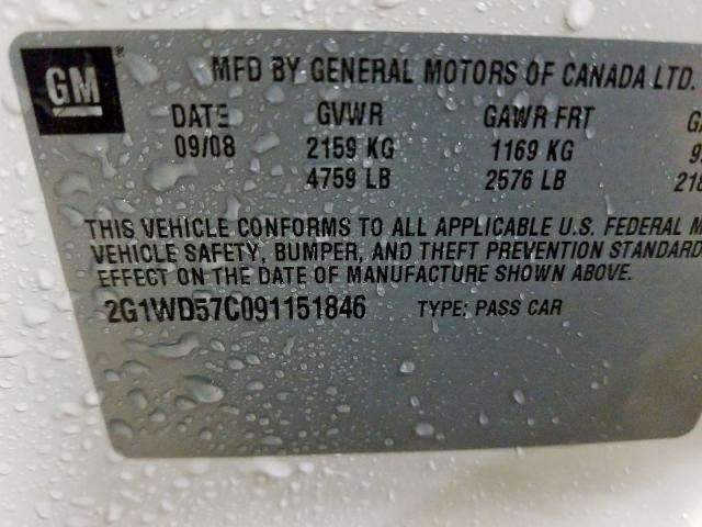 Photo 10 from auction – 2009 CHEVROLET IMPALA SS with VIN 2G1WD57C091151846