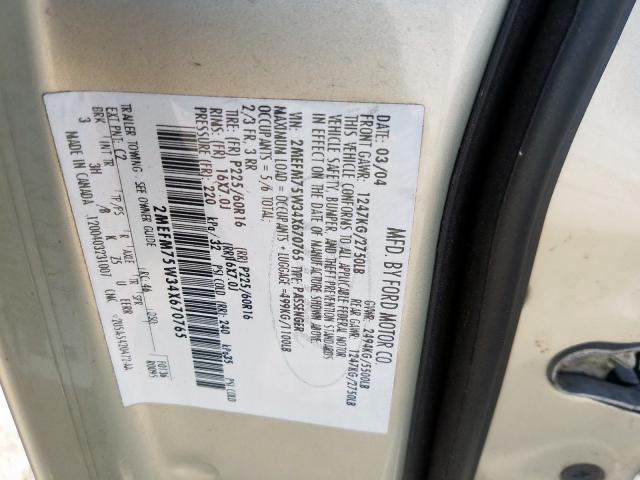 Photo 10 from auction – 2004 MERCURY GRAND MARQ with VIN 2MEFM75W34X670765