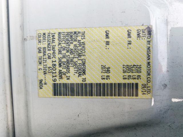 Photo 10 from auction – 2015 NISSAN ALTIMA 2.5 with VIN 1N4AL3AP4FC180119