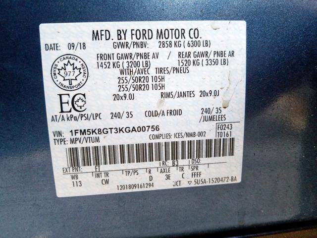 Photo 10 from auction – 2019 FORD EXPLORER S with VIN 1FM5K8GT3KGA00756