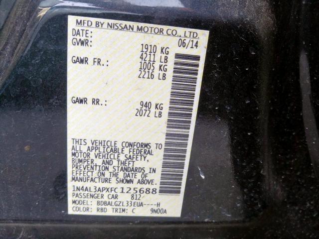Photo 10 from auction – 2015 NISSAN ALTIMA 2.5 with VIN 1N4AL3APXFC125688