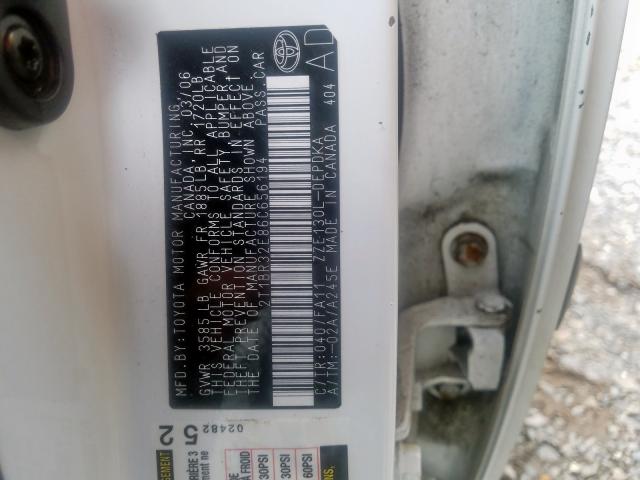 Photo 10 from auction – 2006 TOYOTA COROLLA CE with VIN 2T1BR32E86C656194