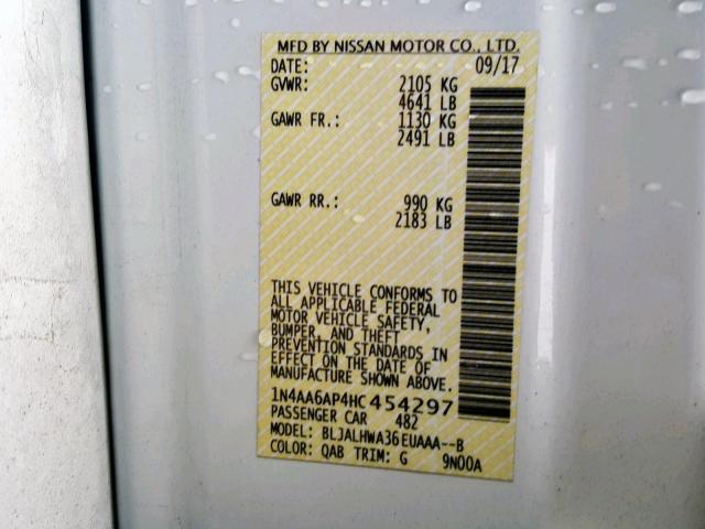 Photo 10 from auction – 2017 NISSAN MAXIMA 3.5 with VIN 1N4AA6AP4HC454297