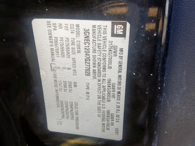Photo 10 from auction – 2007 CHEVROLET AVALANCHE with VIN 3GNEC12047G277828