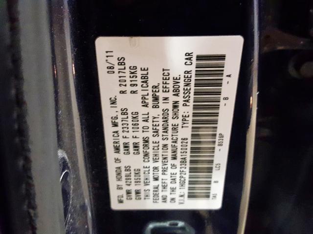 Photo 10 from auction – 2011 HONDA ACCORD LX with VIN 1HGCP2F33BA150026