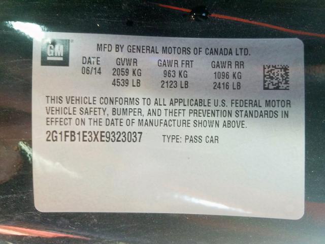 Photo 10 from auction – 2014 CHEVROLET CAMARO LT with VIN 2G1FB1E3XE9323037