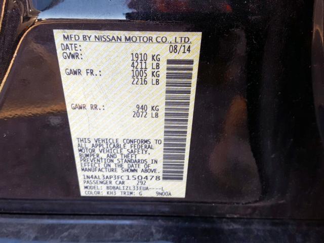 Photo 10 from auction – 2015 NISSAN ALTIMA 2.5 with VIN 1N4AL3AP3FC150478