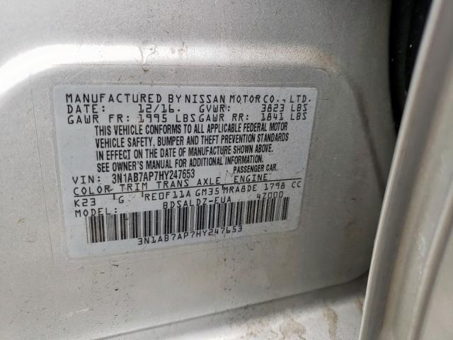 Photo 10 from auction – 2017 NISSAN SENTRA S with VIN 3N1AB7AP7HY247653
