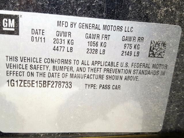 Photo 10 from auction – 2011 CHEVROLET MALIBU LTZ with VIN 1G1ZE5E15BF278733
