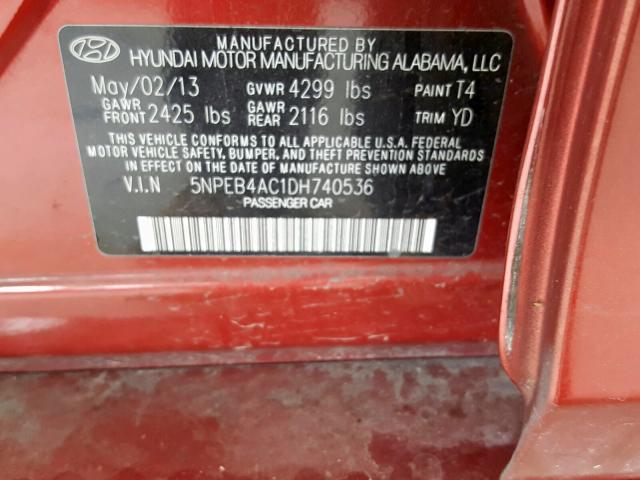 Photo 10 from auction – 2013 HYUNDAI SONATA GLS with VIN 5NPEB4AC1DH740536