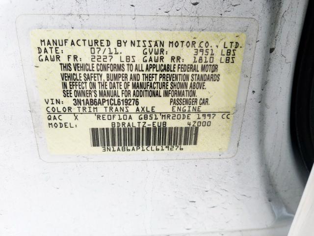 Photo 10 from auction – 2012 NISSAN SENTRA 2.0 with VIN 3N1AB6AP1CL619276