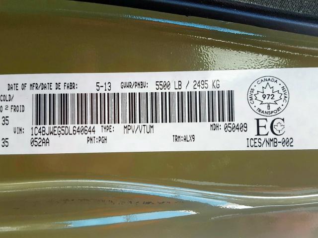 Photo 10 from auction – 2013 JEEP WRANGLER U with VIN 1C4BJWEG5DL640644