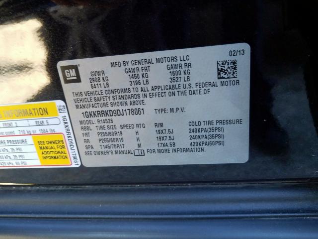 Photo 10 from auction – 2013 GMC ACADIA SLT with VIN 1GKKRRKD9DJ178061