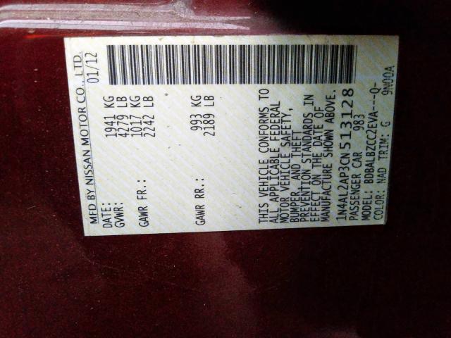 Photo 10 from auction – 2012 NISSAN ALTIMA BAS with VIN 1N4AL2AP3CN513128