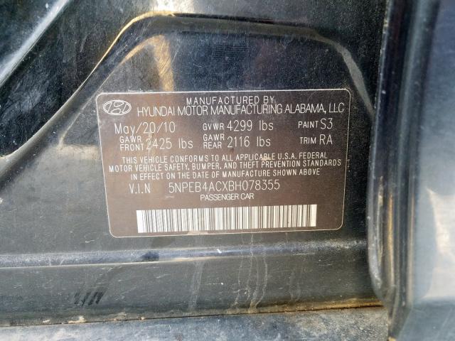 Photo 10 from auction – 2011 HYUNDAI SONATA GLS with VIN 5NPEB4ACXBH078355