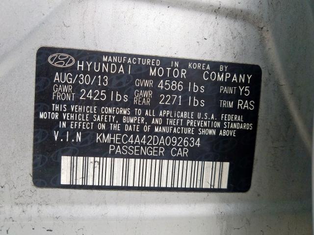 Photo 10 from auction – 2013 HYUNDAI SONATA HYB with VIN KMHEC4A42DA092634