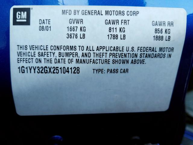 Photo 10 from auction – 2002 CHEVROLET CORVETTE with VIN 1G1YY32GX25104128