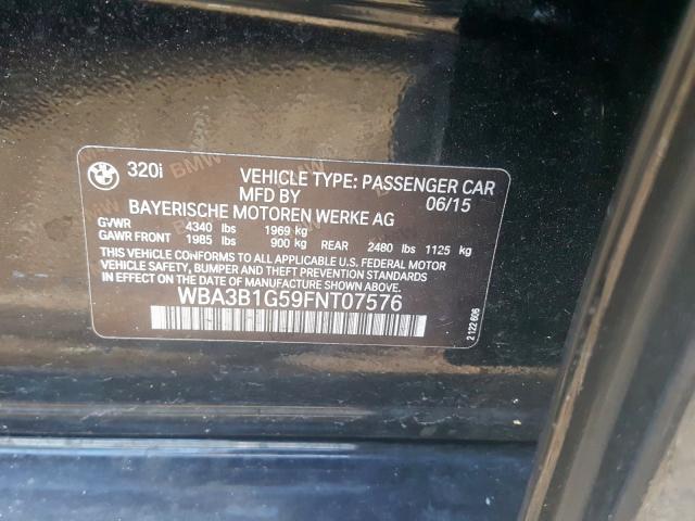 Photo 10 from auction – 2015 BMW 320 I with VIN WBA3B1G59FNT07576