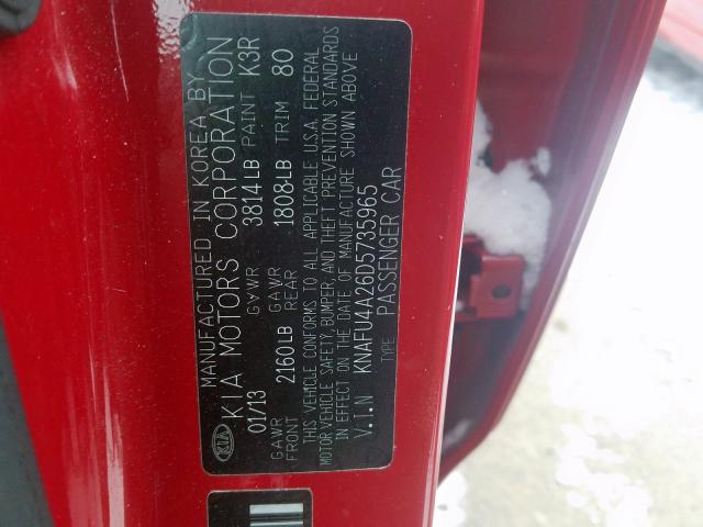 Photo 10 from auction – 2013 KIA FORTE EX with VIN KNAFU4A26D5735965